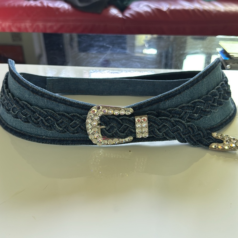 Simply Barbara Western Belt Denim Bling Rhinestones